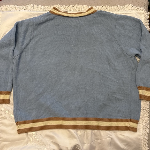 Storybook Knits Blue and Cream Cardigan 3X - Picture 3 of 8